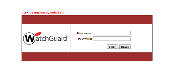 Screen shot of the authentication portal page with a lockout message