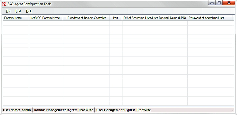 Screen shot of the SSO Agent Configuration Tools dialog box