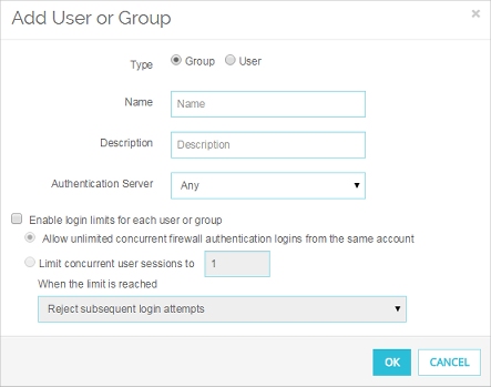 Screen shot of the Users and Groups dialog box