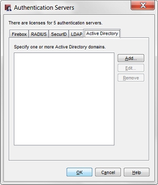 screenshot of Authentication Servers Active Directory tab