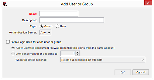 Screen shot of the Define New Authorized User or Group dialog box