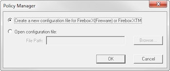 Screen shot of the WSM Policy Manager New Configuration dialog box