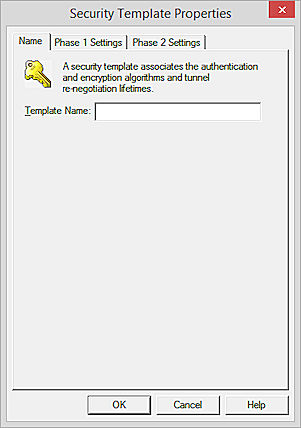 Screen shot of the Security Template dialog box