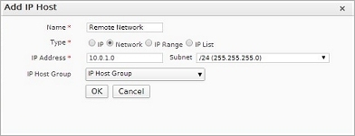 Screen shot of the Add IP Host dialog box