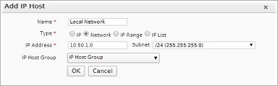 Screen shot of the Add IP Host dialog box