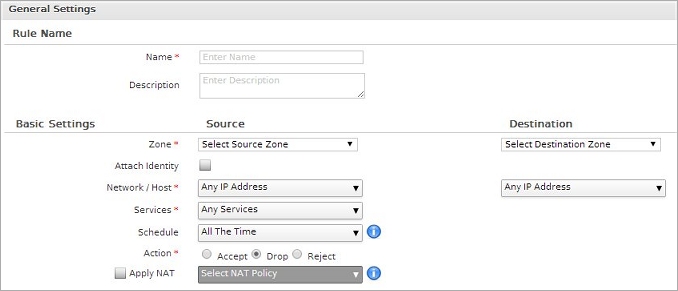 Screen shot of the General Settings for a rule