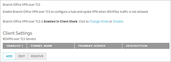 Screen shot of the Client mode configuration page