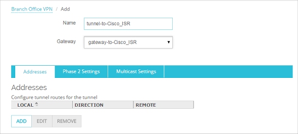 Screen shot of the Tunnel page