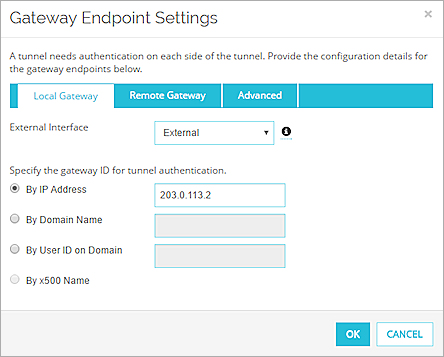 Screenshot of the Gateway Endpoint Settings dialog box