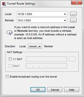 Screen shot of the Tunnel Route Settings dialog box