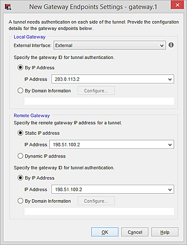 Screen shot of the New Gateway Endpoint Settings dialog box