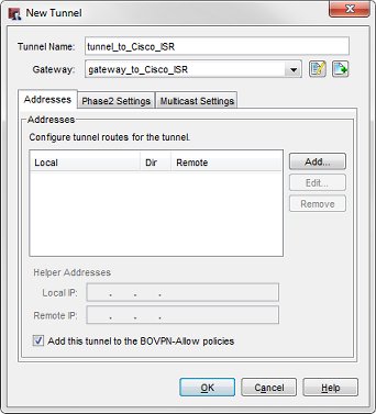 Screen shot of the New Tunnel dialog box