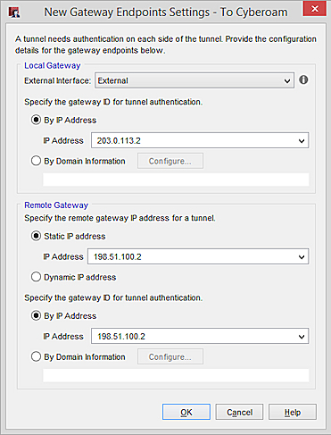 Screen shot of the New Gateway Endpoint Settings dialog box