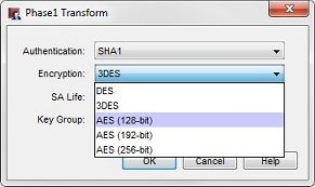 Screen shot of the Phase1 Transform dialog box