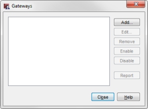 Screen shot of the Gateways dialog box