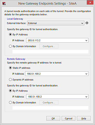 Screen shot of New Gateway Endpoints Settings dialog box