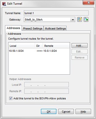 Screen shot of the Edit Tunnel dialog box