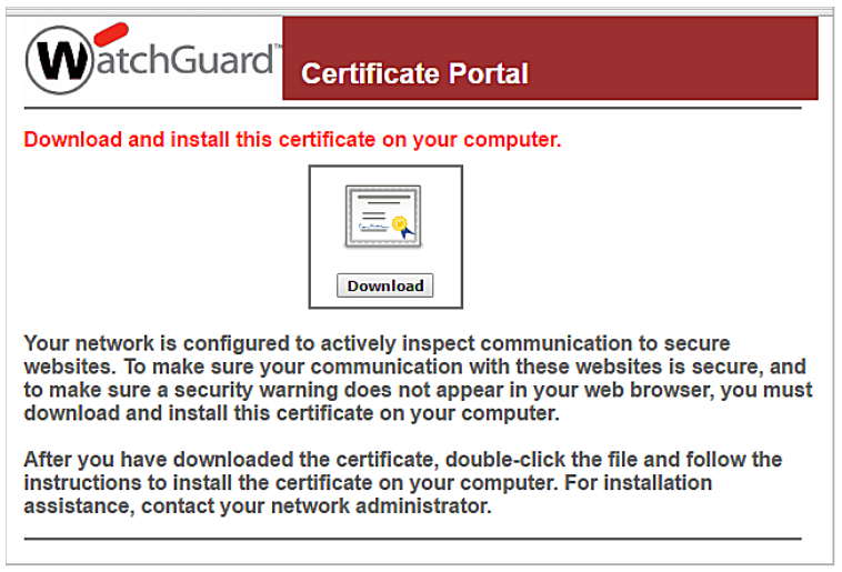 The Certificate Portal page
