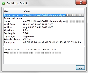screenshot of the Certificate Details page