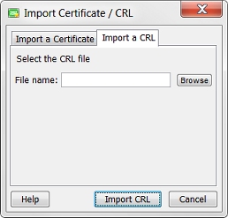 screenshot of the Import a CRL tab page
