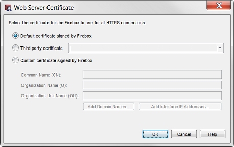 screenshot of Web Server Certificate page