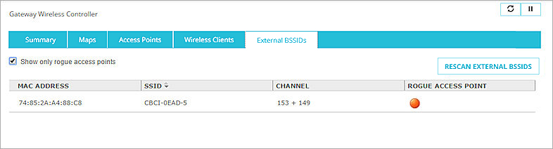 Screen shot of the External BSSIDs tab