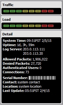 Screen shot of the Traffic Panel tab, Traffic, Load, Detail  section