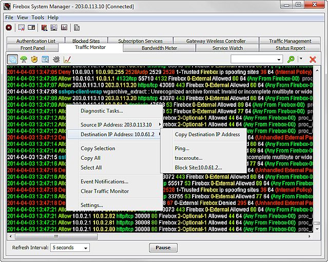 Blocked Sites and Traffic Monitor
