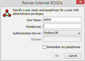 Screen shot of the Rescan External BSSIDs dialog box
