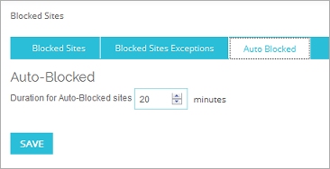 Screen shot of the Blocked Sites page, Auto-Blocked tab