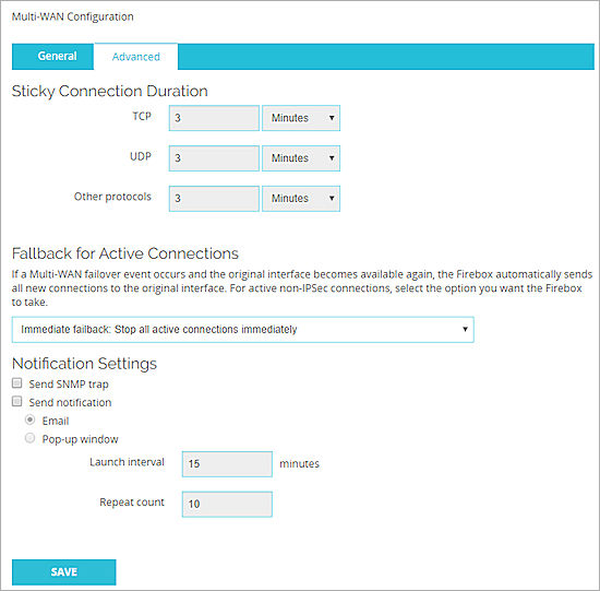 Advanced multi-WAN settings