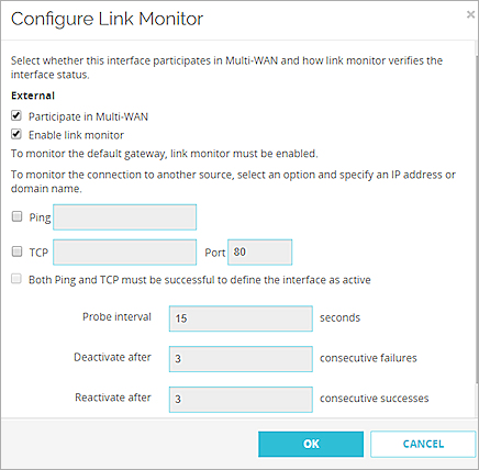 Screen shot of the Link Monitor Details dialog box