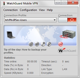 Screen shot of the WatchGuard Mobile VPN dialog box