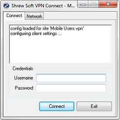 Screen shot of the Shrew Soft VPN Connect dialog box