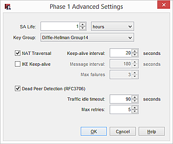 Screen shot of the Phase1 Advanced Settings dialog box