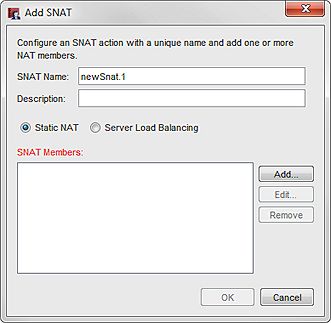 Screen shot of the Add SNAT dialog box
