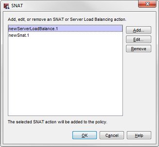 Screen shot of the SNAT dialog box