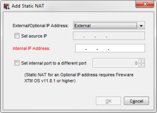 Screen shot of the Add Static NAT dialog box