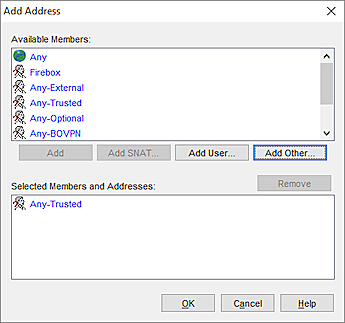 Screen shot of the Add Address dialog box in Policy Manager