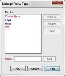 Screen shot of the Manage Policy Tags dialog box