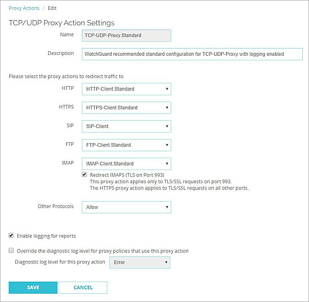 Screen shot of the Proxy Action settings for the TCP-UDP-proxy