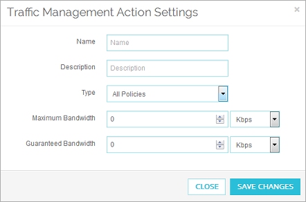 Screen shot of the Traffic Management Action Settings dialog box