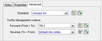 Screen shot of the Traffic Management settings in the Advanced tab in a policy