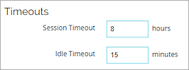 Screen shot of the timeout settings