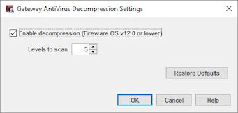 Screen shot of the Gateway AntiVirus Decompression dialog box