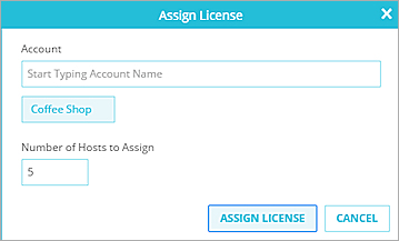 Screen shot of the Assign License dialog box