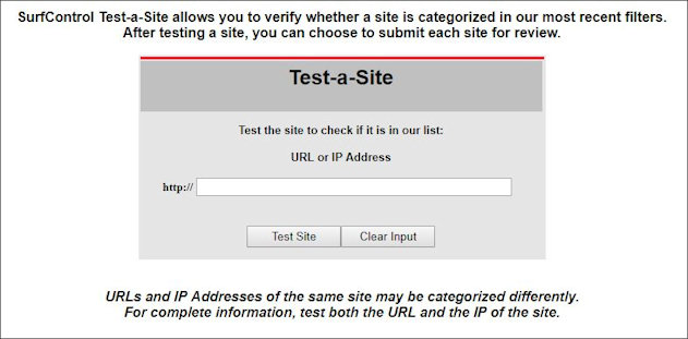 Screen shot of the WatchGuard Test-a-Site page