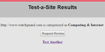 Screen shot of the WatchGuard Test-a-Site Results page