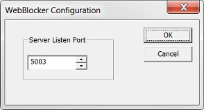 Screen shot of the WebBlocker Configuration - server listen port setting