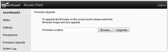 Screen shot of the Firmware Upgrade page in AP local UI